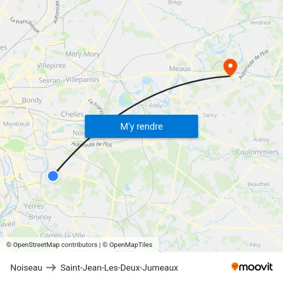 Noiseau to Saint-Jean-Les-Deux-Jumeaux map
