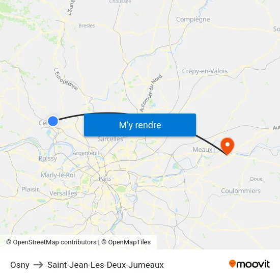 Osny to Saint-Jean-Les-Deux-Jumeaux map