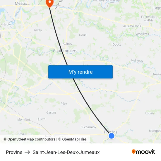 Provins to Saint-Jean-Les-Deux-Jumeaux map