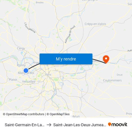 Saint-Germain-En-Laye to Saint-Jean-Les-Deux-Jumeaux map