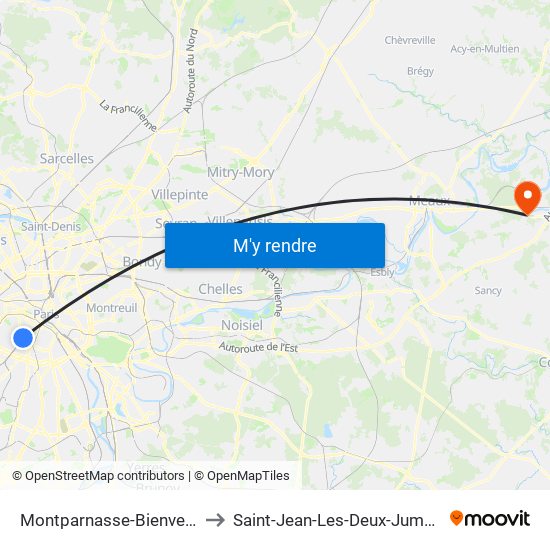 Montparnasse-Bienvenue to Saint-Jean-Les-Deux-Jumeaux map