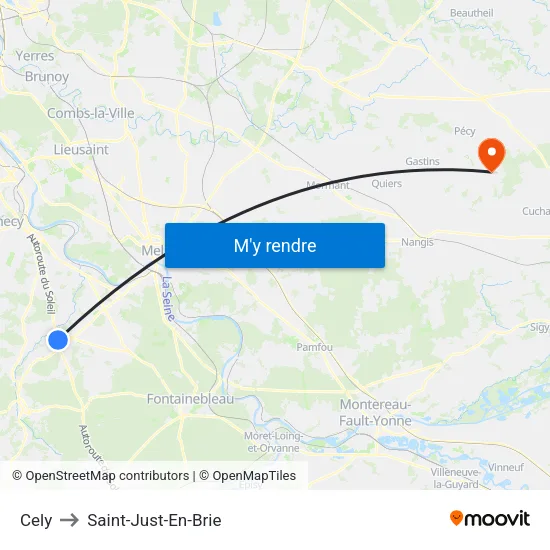 Cely to Saint-Just-En-Brie map