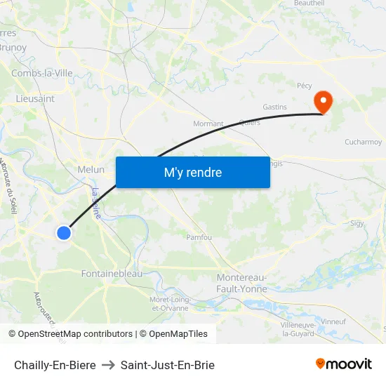 Chailly-En-Biere to Saint-Just-En-Brie map