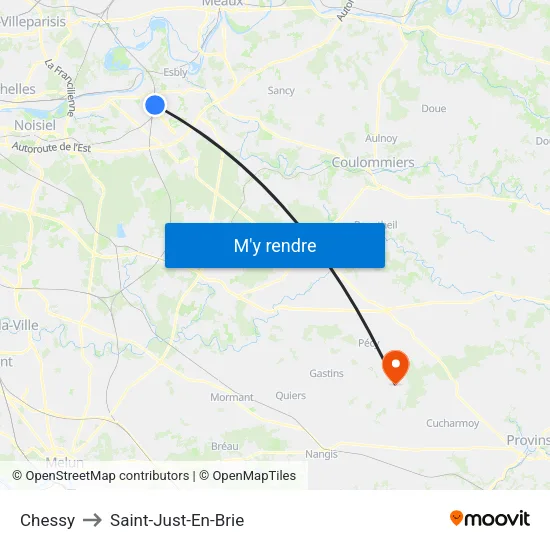 Chessy to Saint-Just-En-Brie map