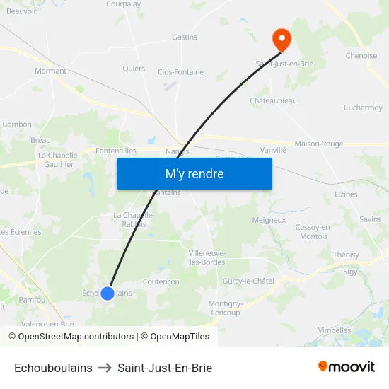 Echouboulains to Saint-Just-En-Brie map