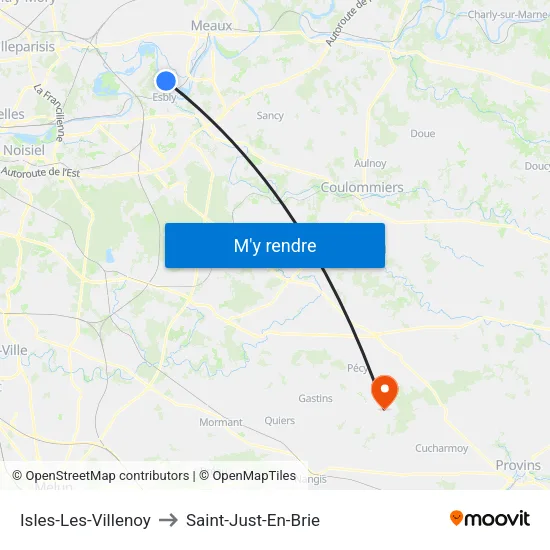 Isles-Les-Villenoy to Saint-Just-En-Brie map