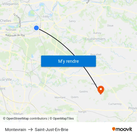 Montevrain to Saint-Just-En-Brie map