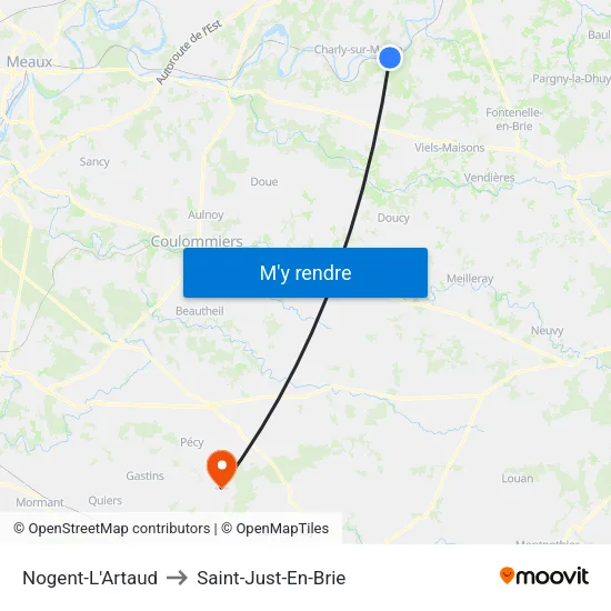 Nogent-L'Artaud to Saint-Just-En-Brie map