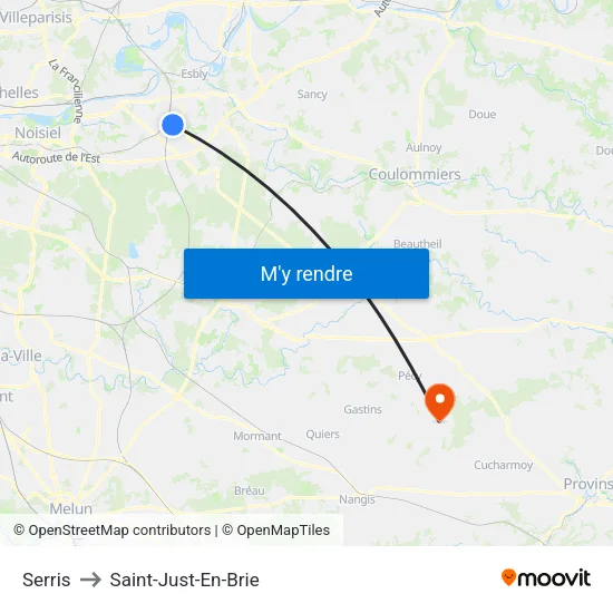 Serris to Saint-Just-En-Brie map