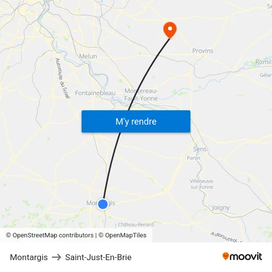 Montargis to Saint-Just-En-Brie map
