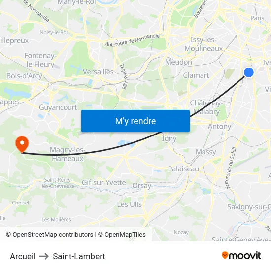 Arcueil to Saint-Lambert map