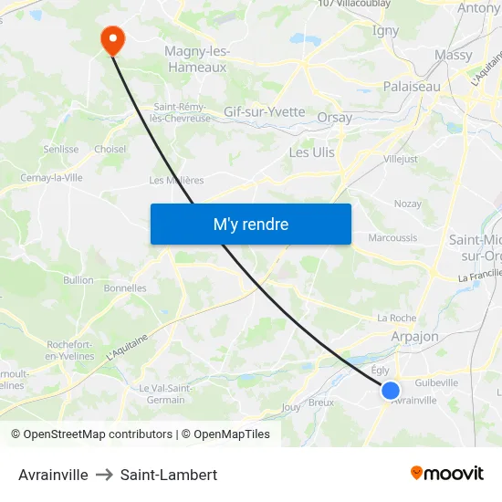 Avrainville to Saint-Lambert map