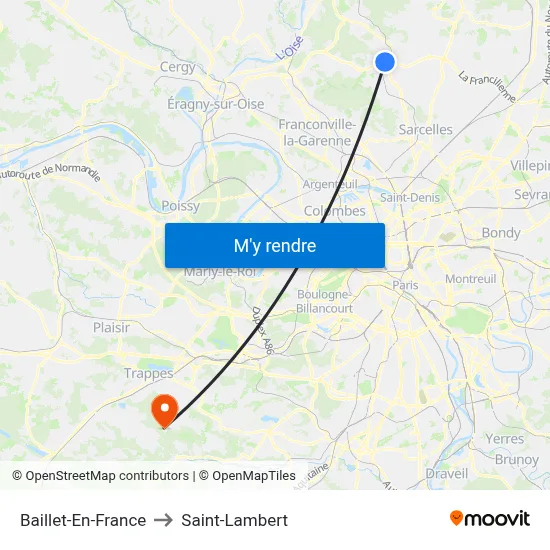Baillet-En-France to Saint-Lambert map