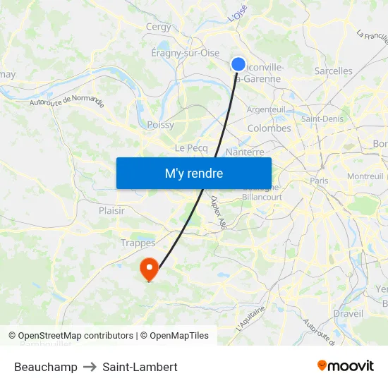 Beauchamp to Saint-Lambert map