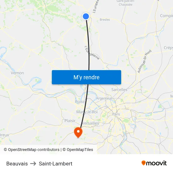 Beauvais to Saint-Lambert map