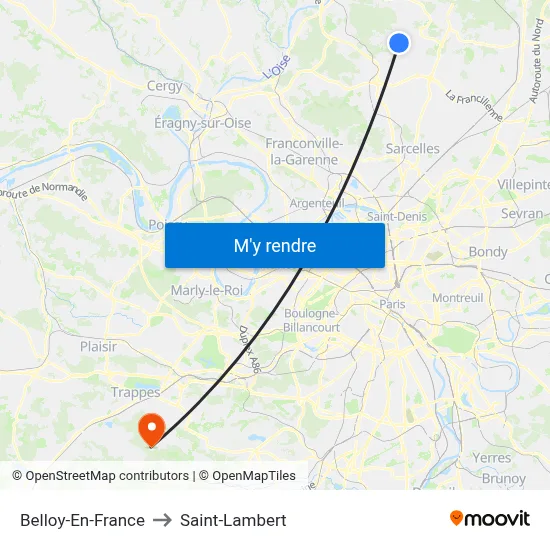 Belloy-En-France to Saint-Lambert map