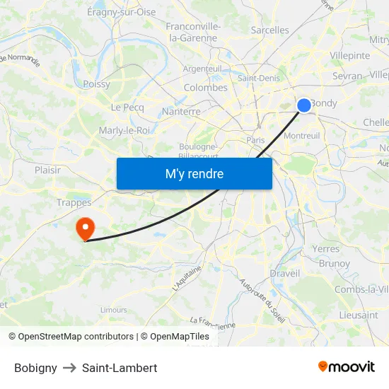 Bobigny to Saint-Lambert map