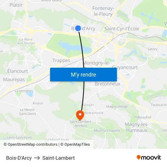 Bois-D'Arcy to Saint-Lambert map