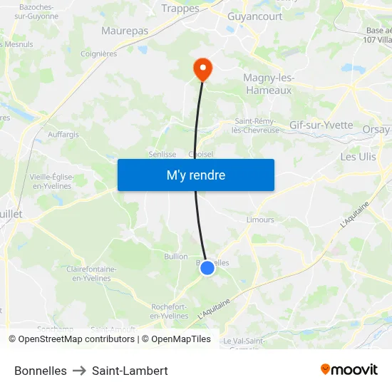 Bonnelles to Saint-Lambert map