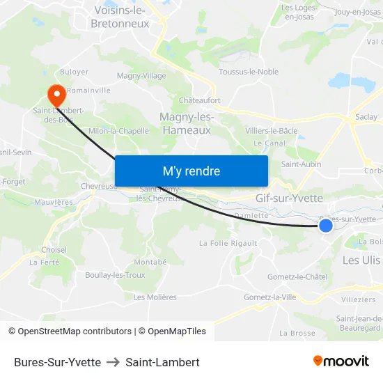 Bures-Sur-Yvette to Saint-Lambert map