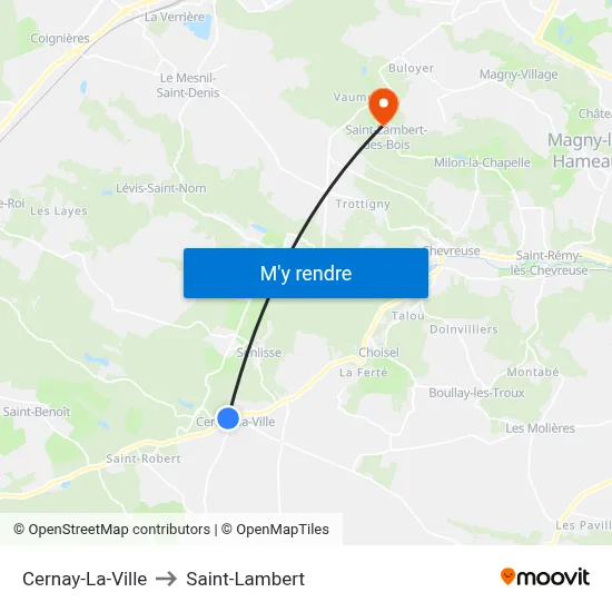 Cernay-La-Ville to Saint-Lambert map