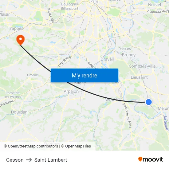 Cesson to Saint-Lambert map