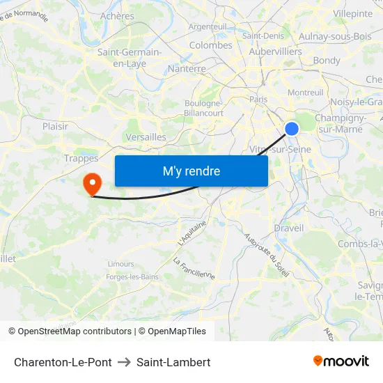 Charenton-Le-Pont to Saint-Lambert map