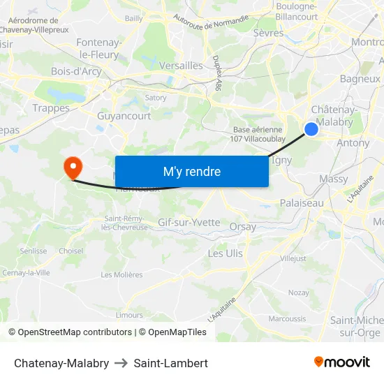 Chatenay-Malabry to Saint-Lambert map