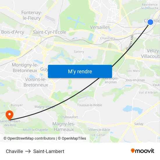 Chaville to Saint-Lambert map