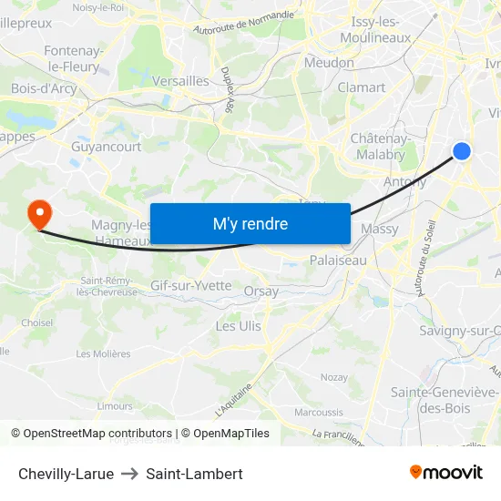 Chevilly-Larue to Saint-Lambert map