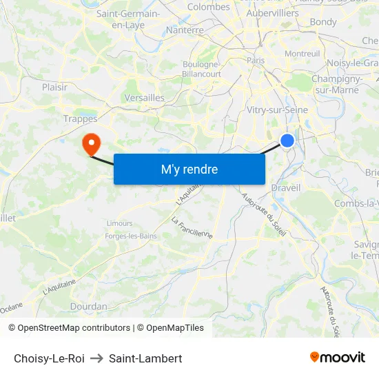 Choisy-Le-Roi to Saint-Lambert map
