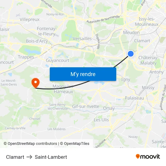 Clamart to Saint-Lambert map