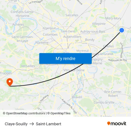 Claye-Souilly to Saint-Lambert map