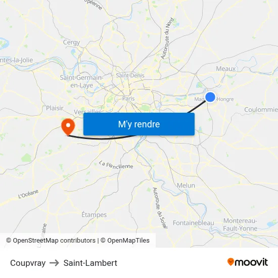 Coupvray to Saint-Lambert map
