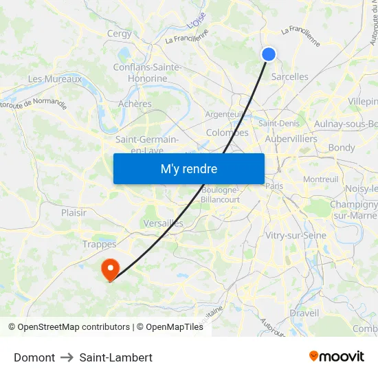 Domont to Saint-Lambert map