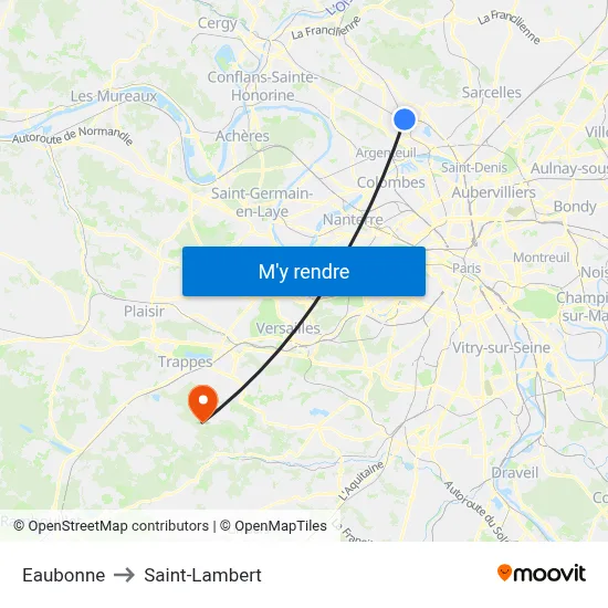 Eaubonne to Saint-Lambert map