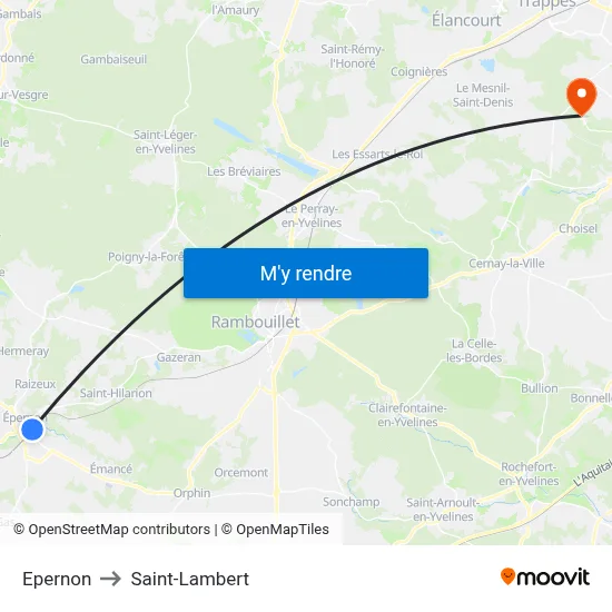 Epernon to Saint-Lambert map
