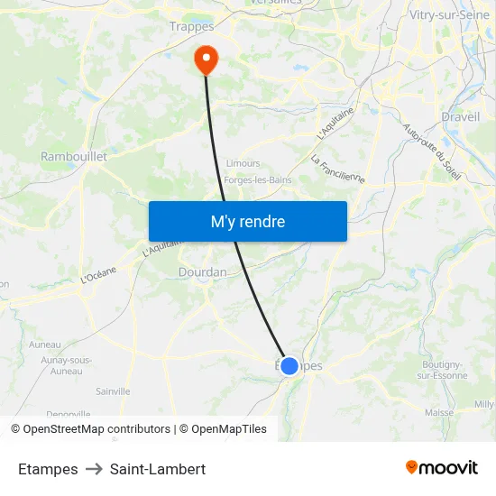 Etampes to Saint-Lambert map