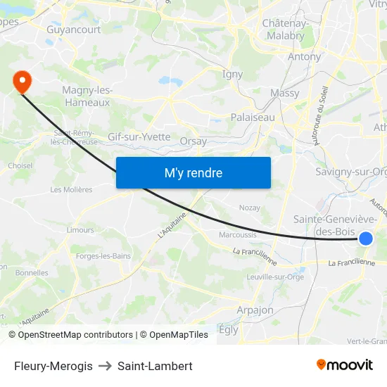 Fleury-Merogis to Saint-Lambert map