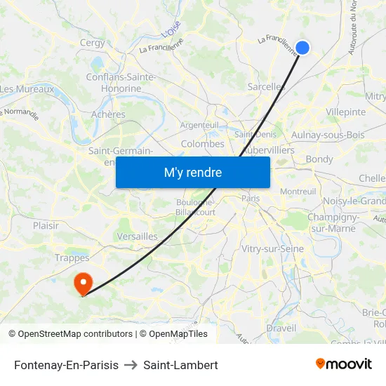 Fontenay-En-Parisis to Saint-Lambert map