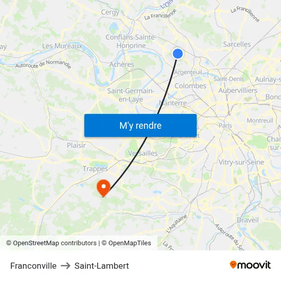 Franconville to Saint-Lambert map