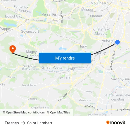 Fresnes to Saint-Lambert map