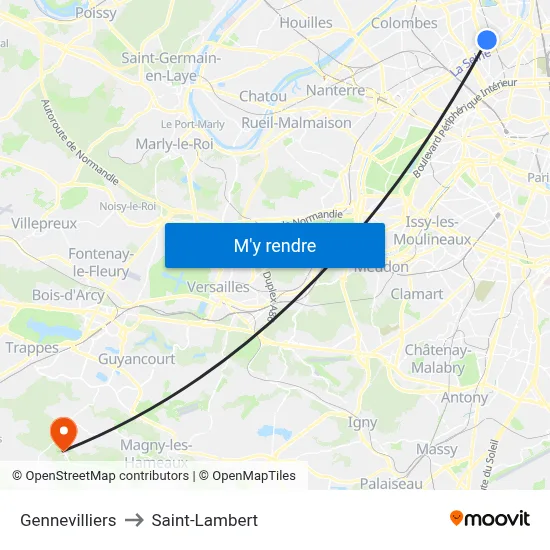 Gennevilliers to Saint-Lambert map