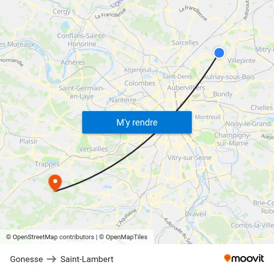Gonesse to Saint-Lambert map