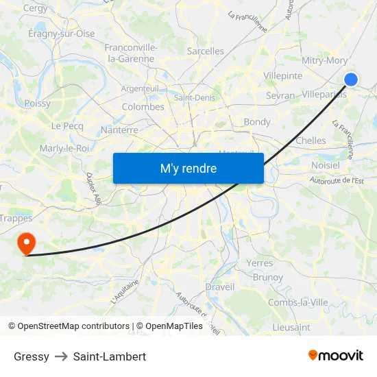 Gressy to Saint-Lambert map