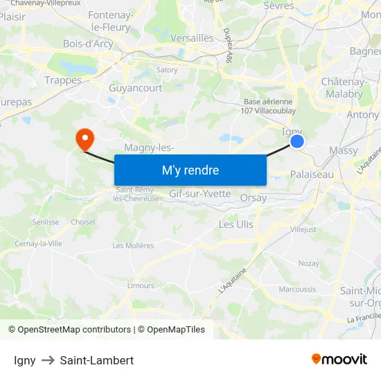 Igny to Saint-Lambert map