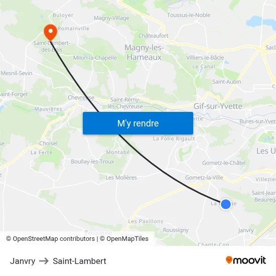 Janvry to Saint-Lambert map