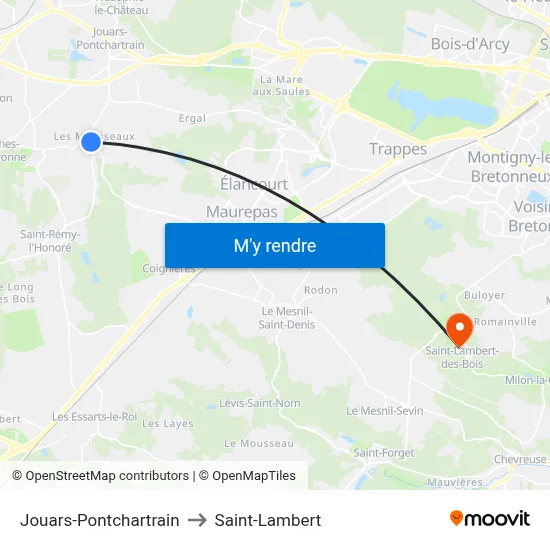 Jouars-Pontchartrain to Saint-Lambert map