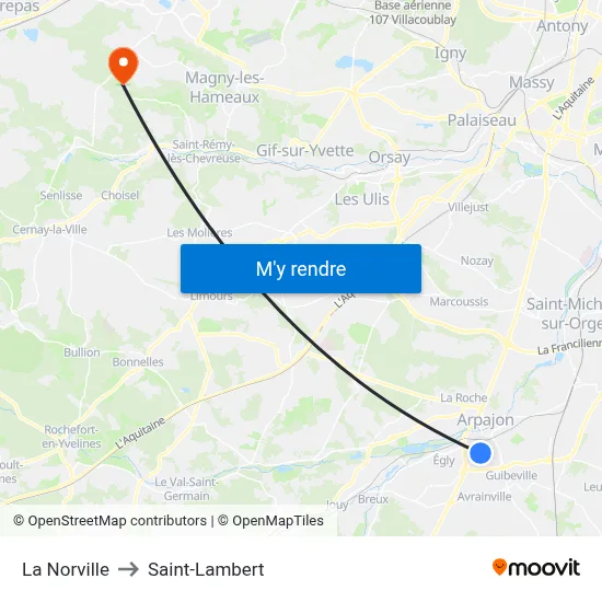 La Norville to Saint-Lambert map