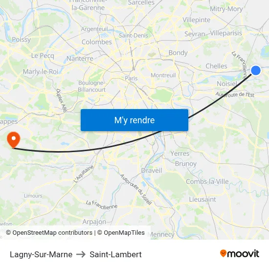 Lagny-Sur-Marne to Saint-Lambert map